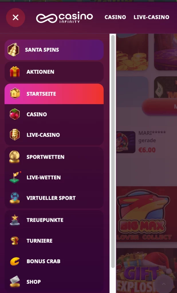Casino Infinity App & Mobile Version