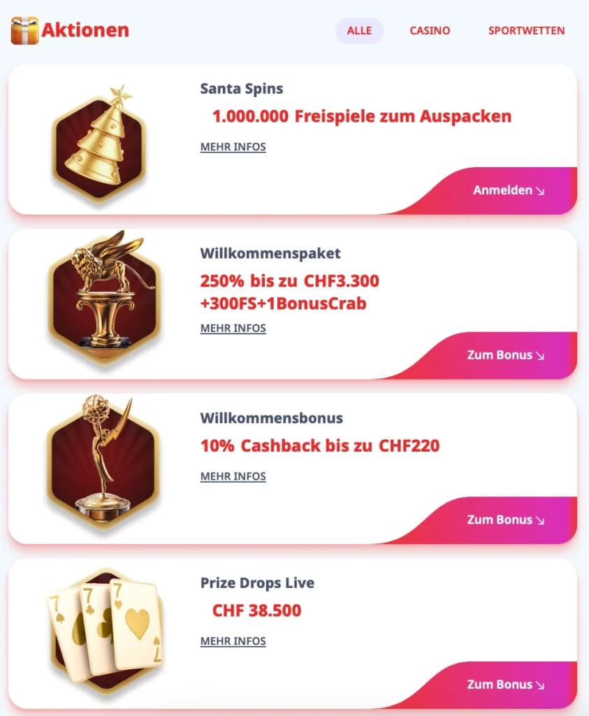 Laufende Casino Aktionen