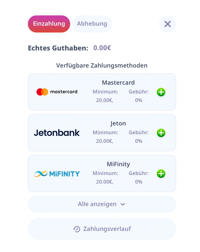 Sichere Ein- und Auszahlungen